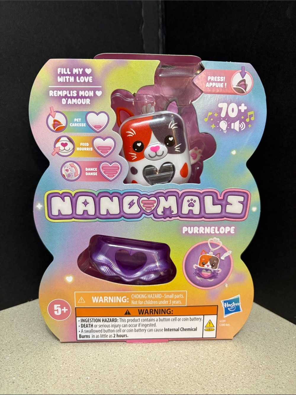 Hasbro Nanomals Purrnelope Interactive Mini Pet - Purple, White, Orange, Black